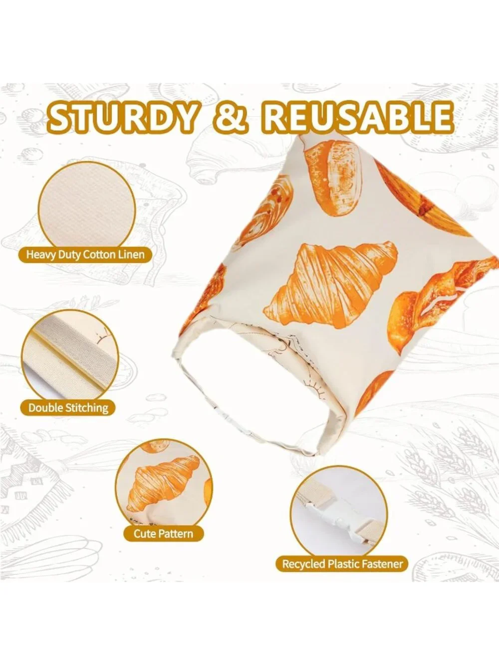 Reusable Beeswax Bread Bags Set Food Grade Eco-Friendly Hooks & Bowl Cover